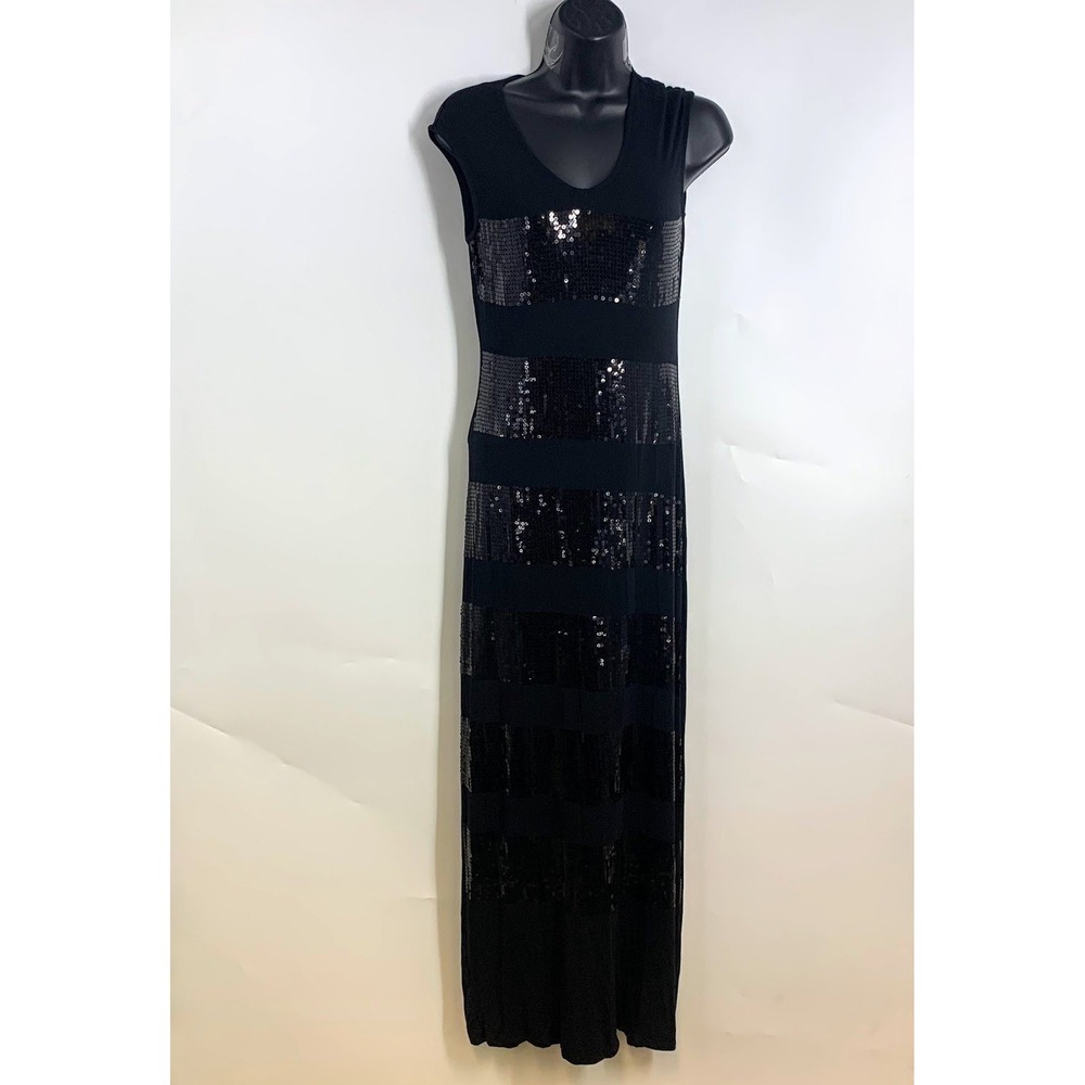 Tommy Bahama Sequin Striped Sleeveless V-Neck Maxi Dress Evening Gown Women SZ S - Picture 1 of 16
